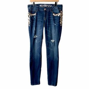 Express Ultra Skinny Jeweled Destroyed Jeans SZ 10